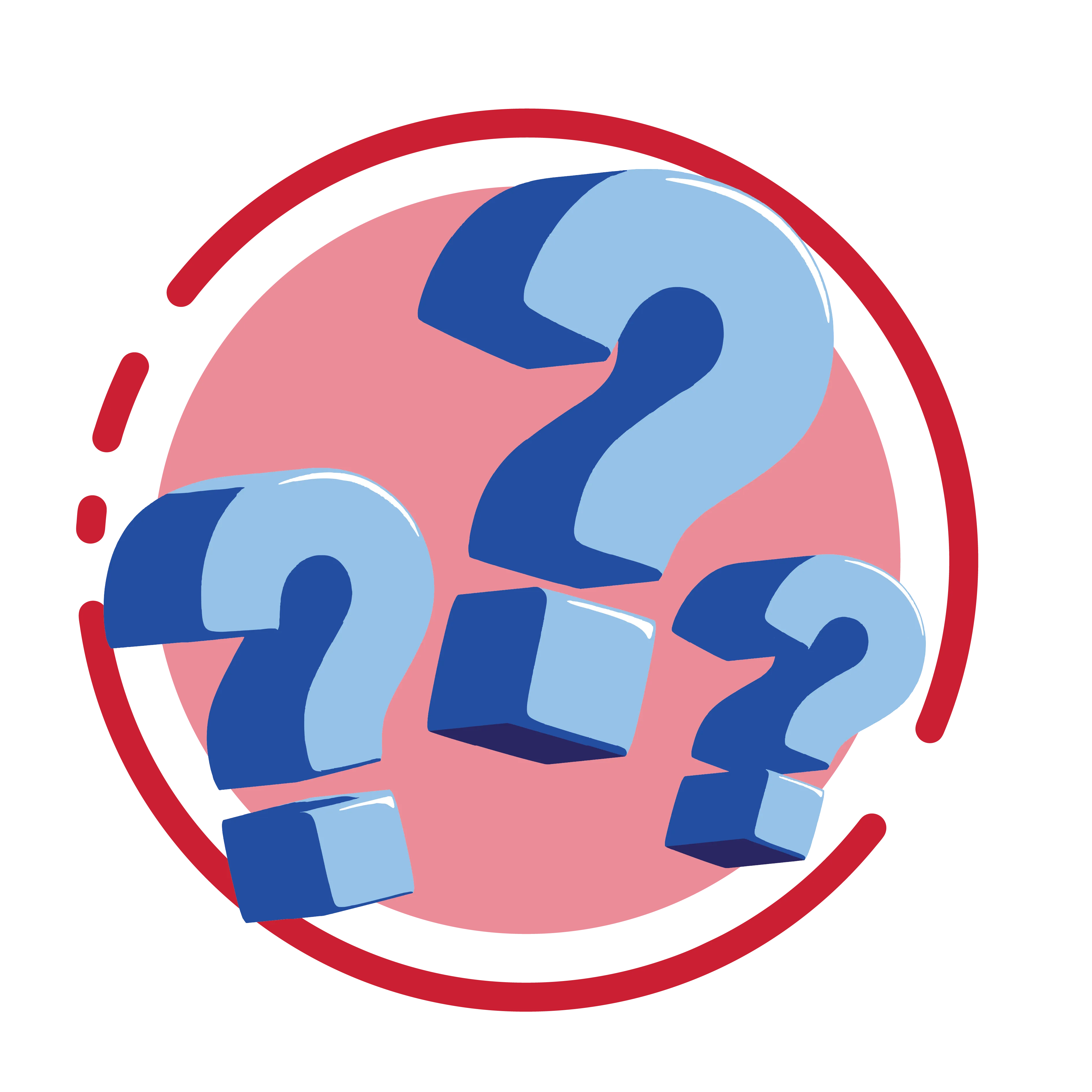 3 blue question mark in red background